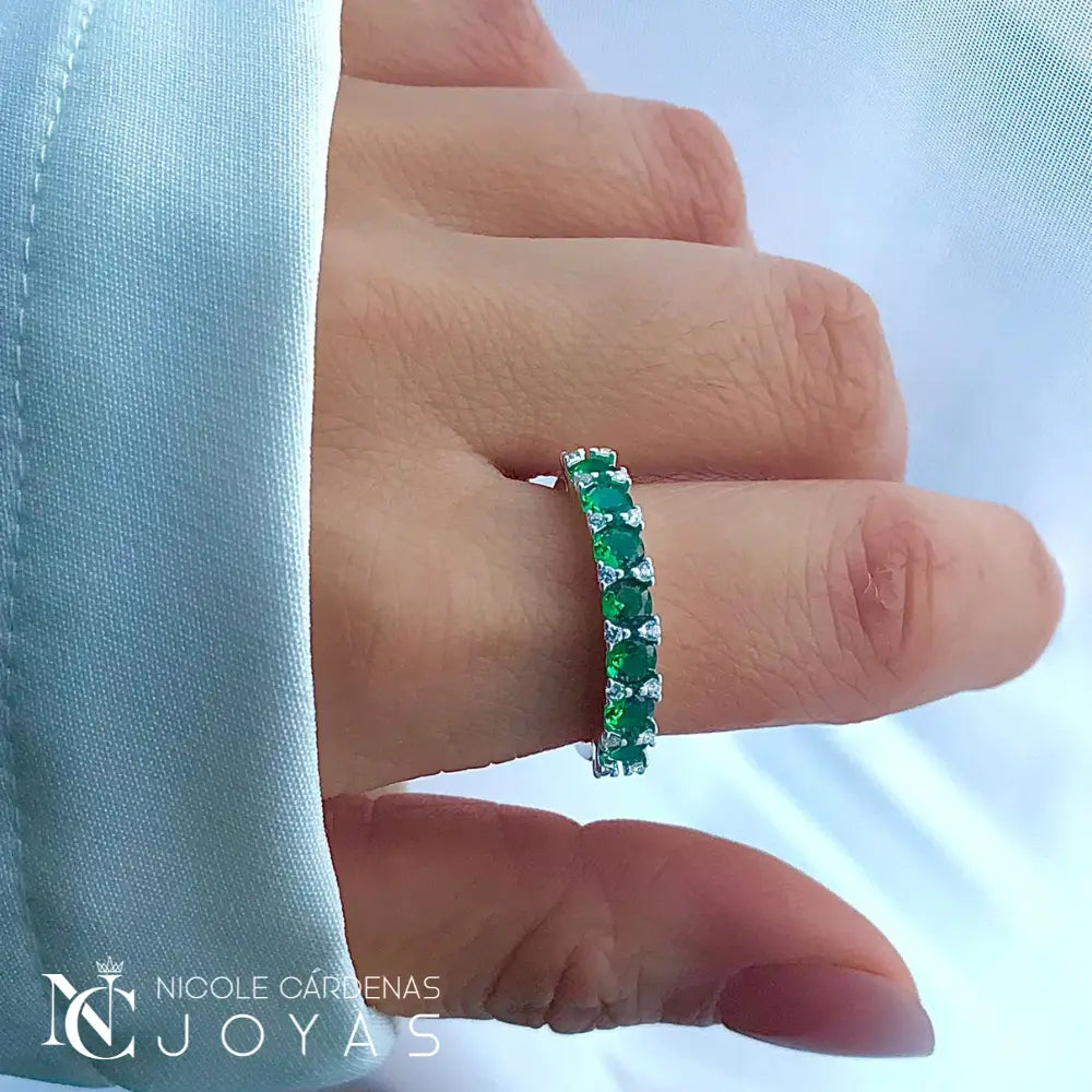 ANILLO CINTILLO CIRCONES ESMERALDA