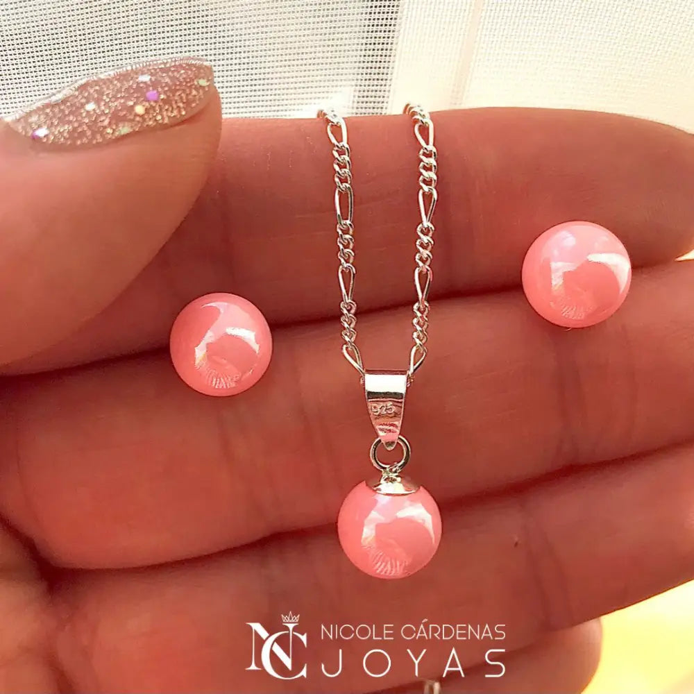 CONJUNTO DE PERLA ROSADA