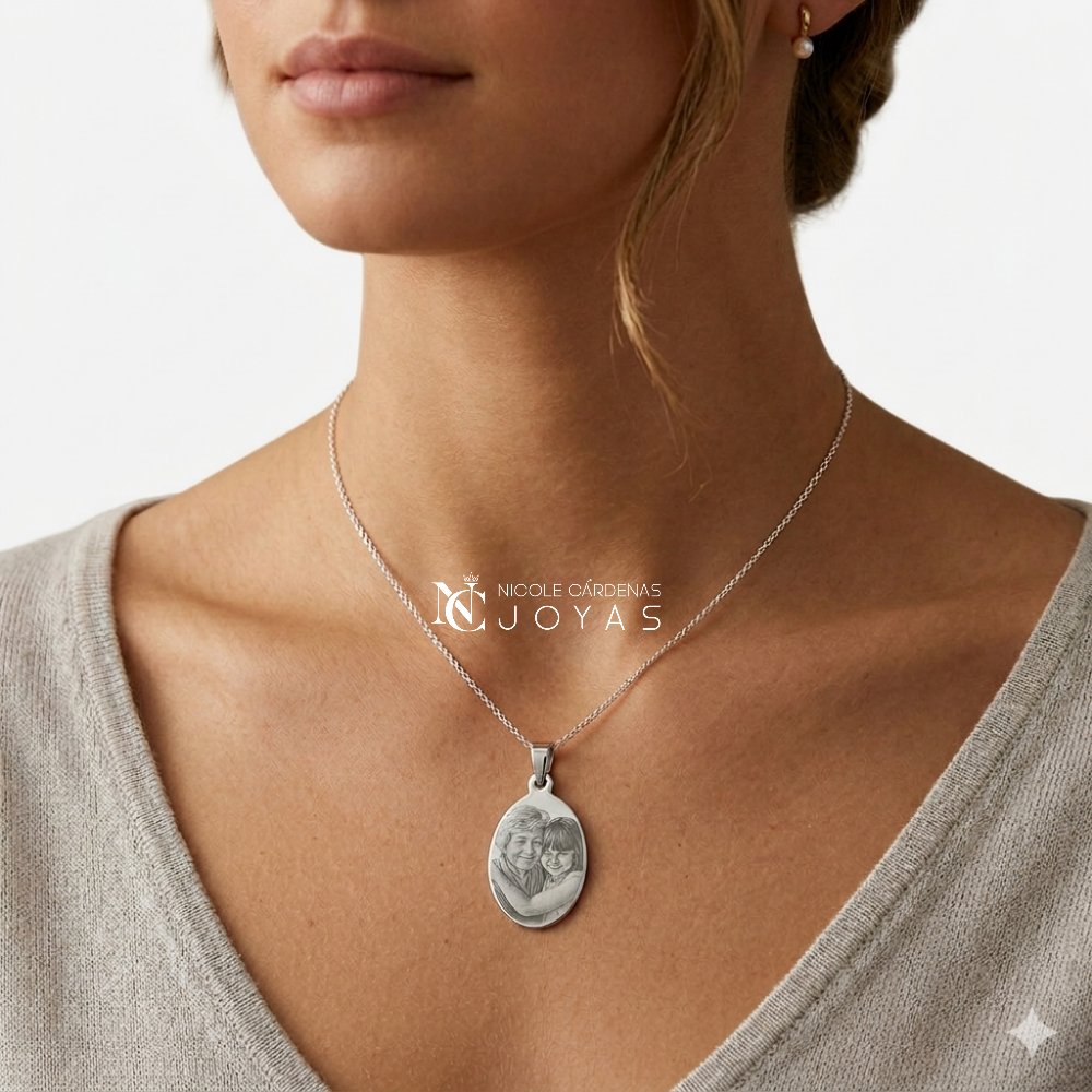 Fotograbado en placa ovalada mediana