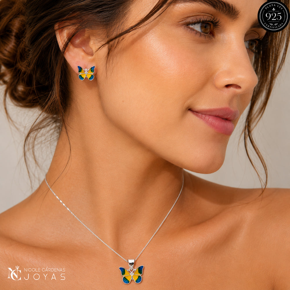 CONJUNTO MARIPOSA ESMALTADA