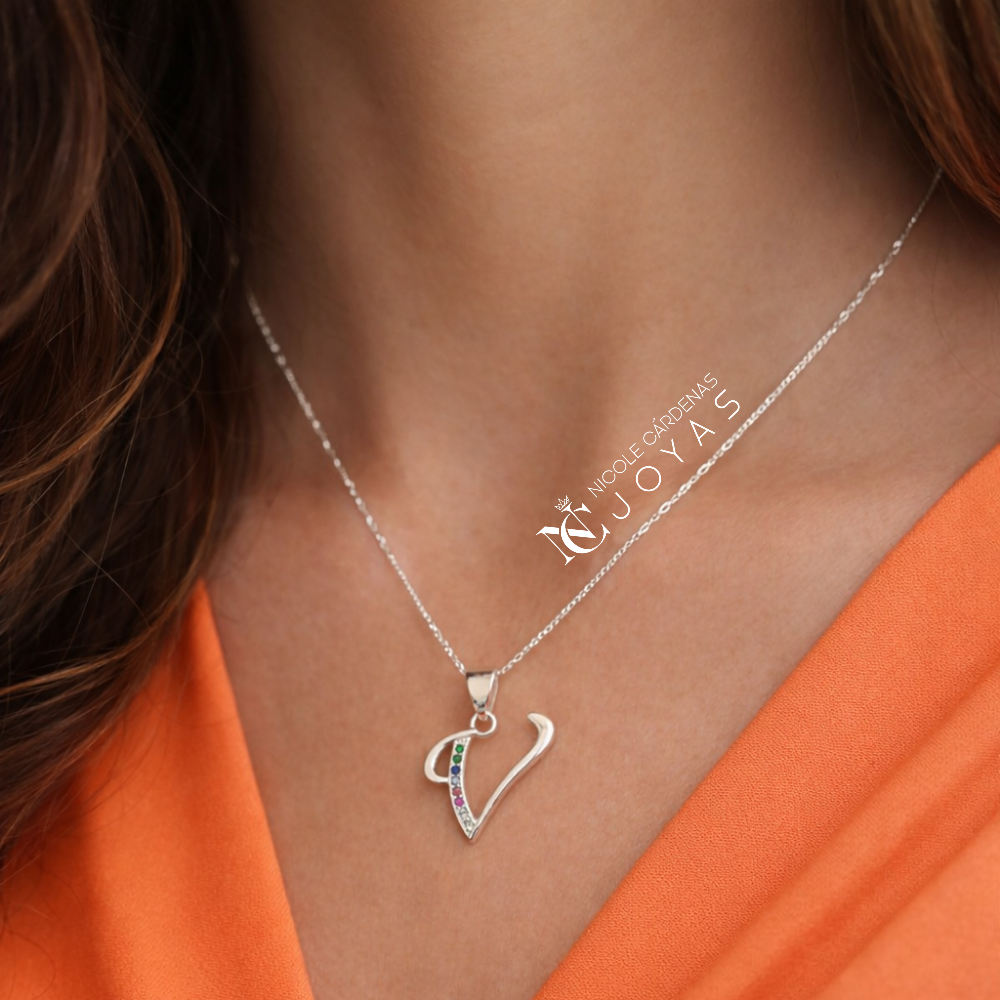 COLLAR LETRAS CIRCONES MULTICOLOR