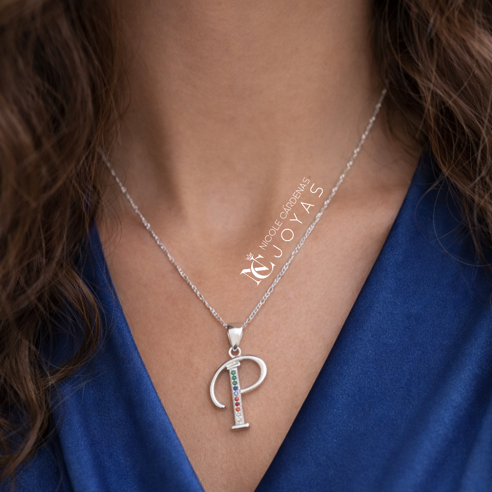 COLLAR LETRAS CIRCONES MULTICOLOR