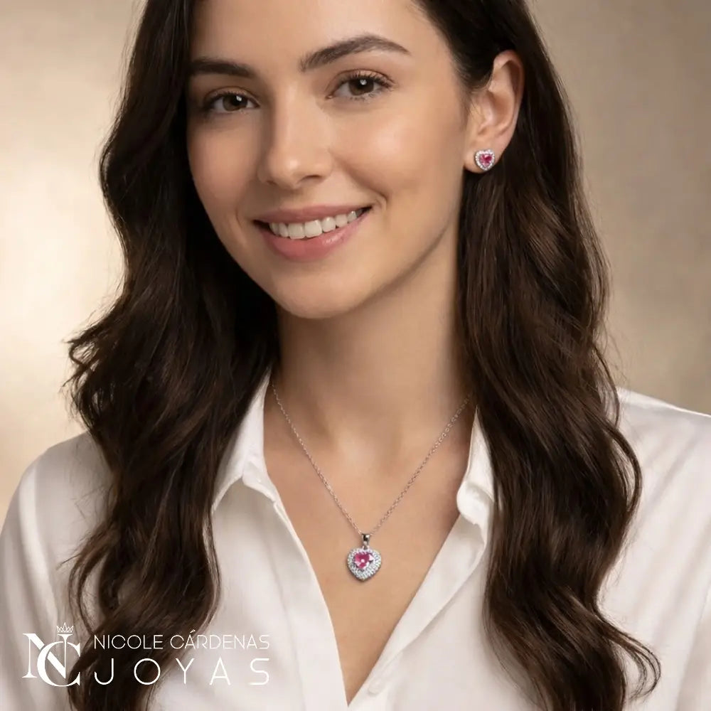 CONJUNTO CORAZÓN CIRCÓN ROSA FRANCIA