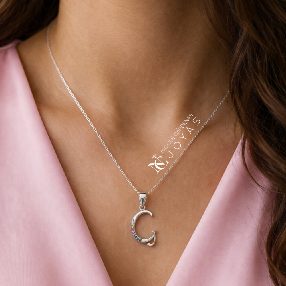 COLLAR LETRAS CIRCONES MULTICOLOR