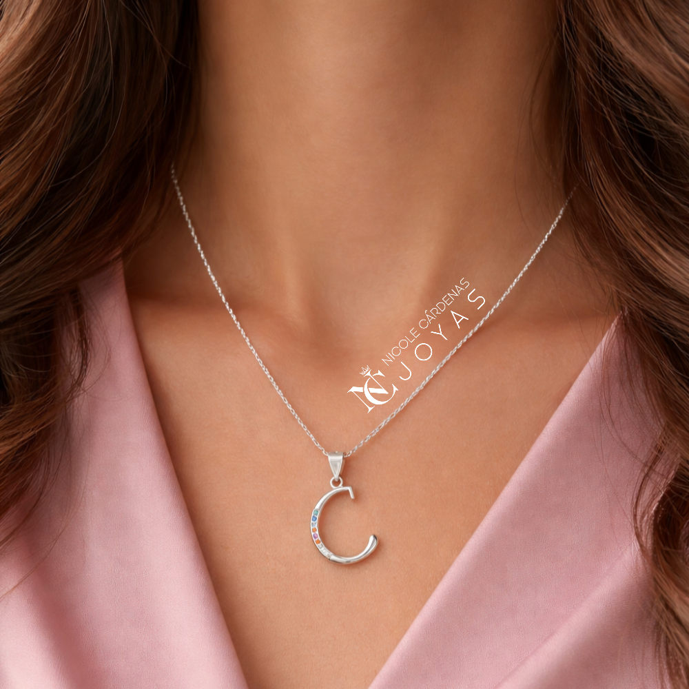 COLLAR LETRAS CIRCONES MULTICOLOR