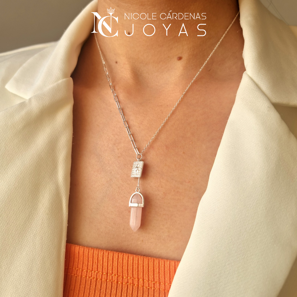 COLLAR CUARZO ROSA ESTRELLA FUGAZ