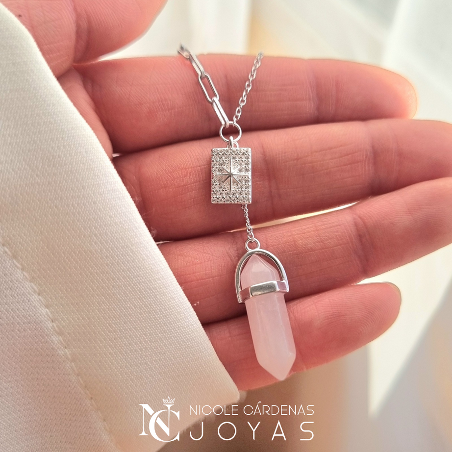 COLLAR CUARZO ROSA ESTRELLA FUGAZ