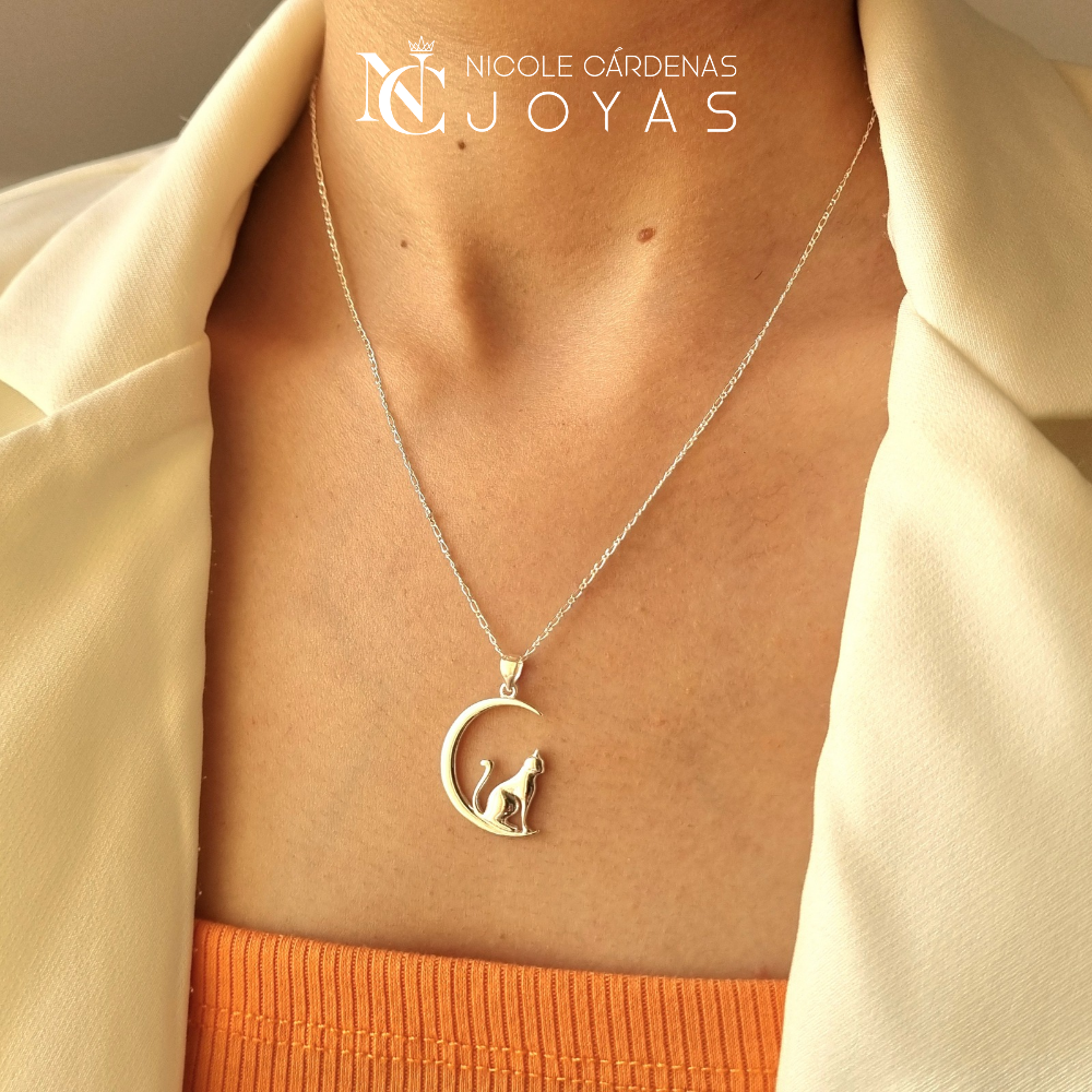 COLLAR MEDIA LUNA Y GATITO