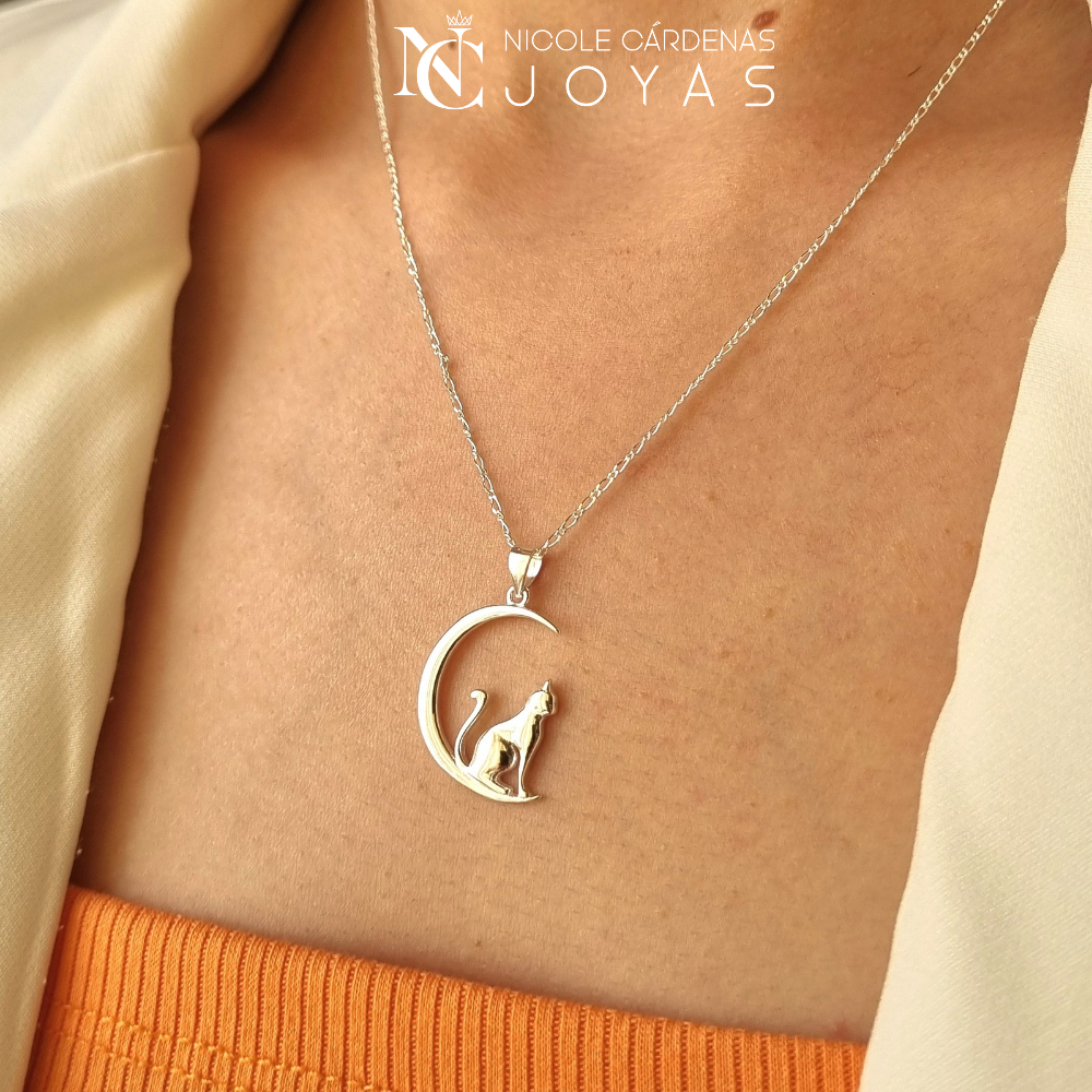 COLLAR MEDIA LUNA Y GATITO