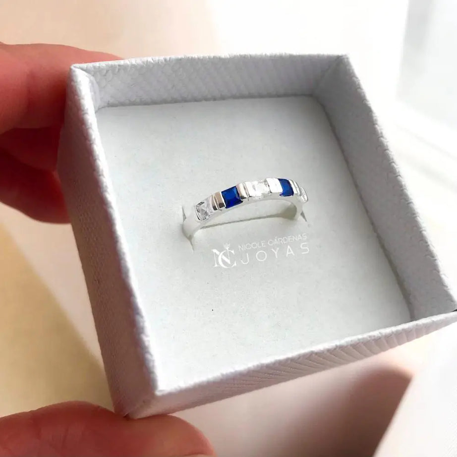 ANILLO CINTILLO CON CIRCONES ZAFIRO