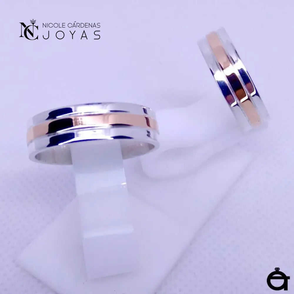 ARGOLLAS PLATA 980 Y ORO 18K  POP - 6mm Ancho