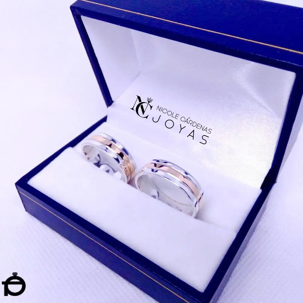 ARGOLLAS PLATA 980 Y ORO 18K  POP - 6mm Ancho