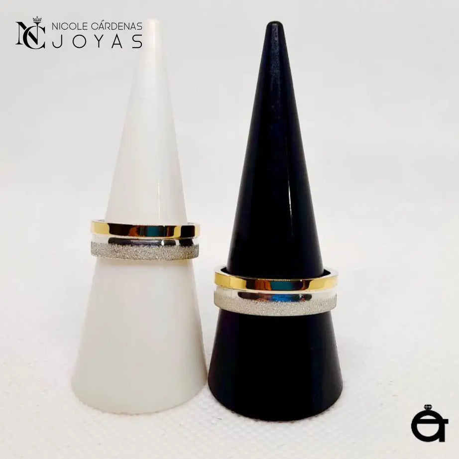ARGOLLAS PLATA 980 Y ORO 18K SATINADAS - 6mm Ancho
