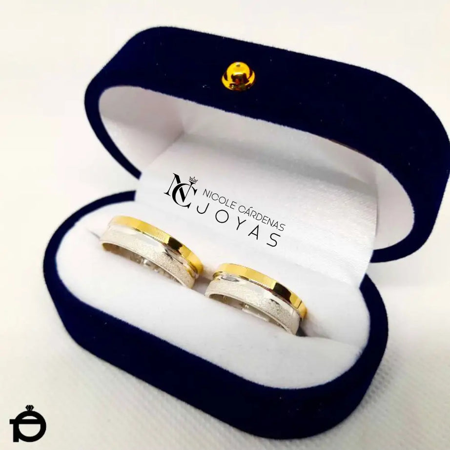 ARGOLLAS PLATA 980 Y ORO 18K SATINADAS - 6mm Ancho