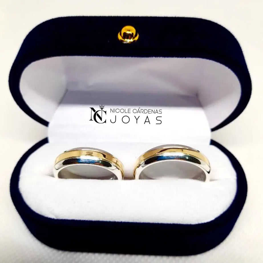 ARGOLLAS PLATA 980 Y ORO 18K ESTILO INGLÉS - 5,5 MM Ancho