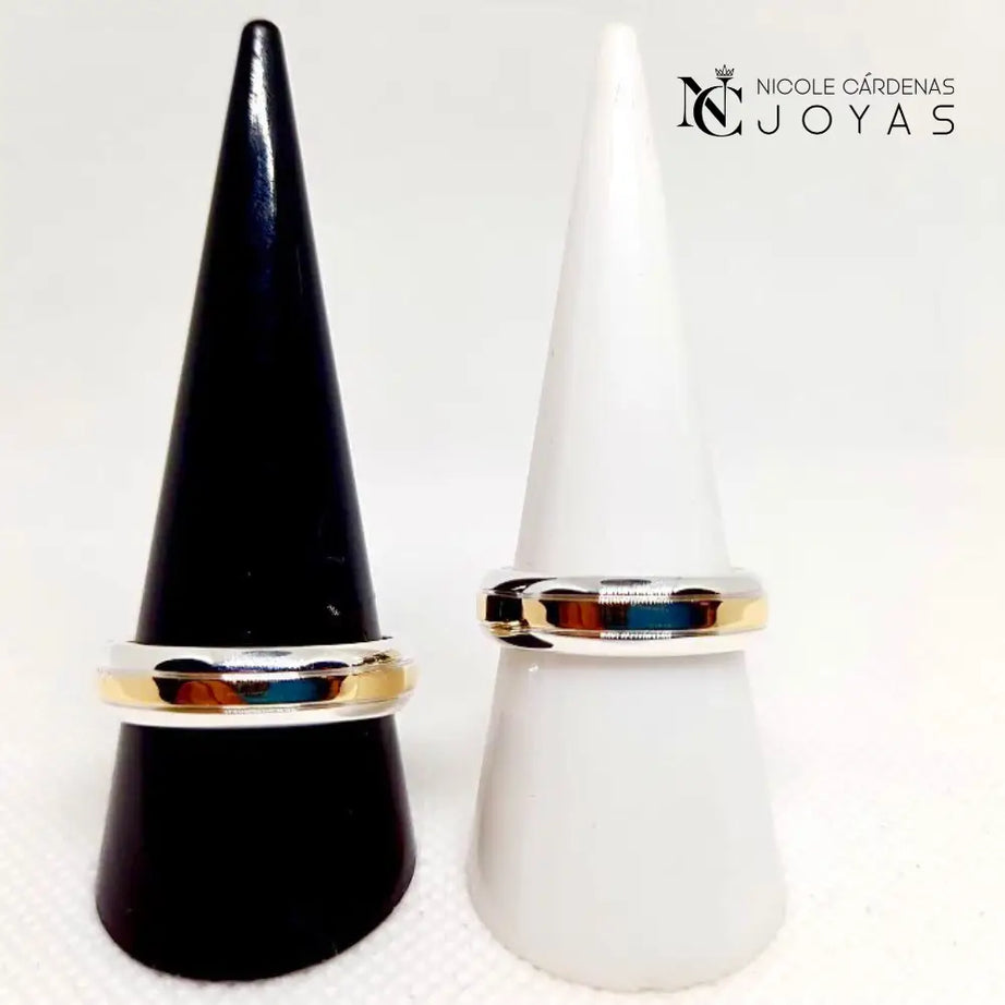 ARGOLLAS PLATA 980 Y ORO 18K ESTILO INGLÉS - 5,5 MM Ancho