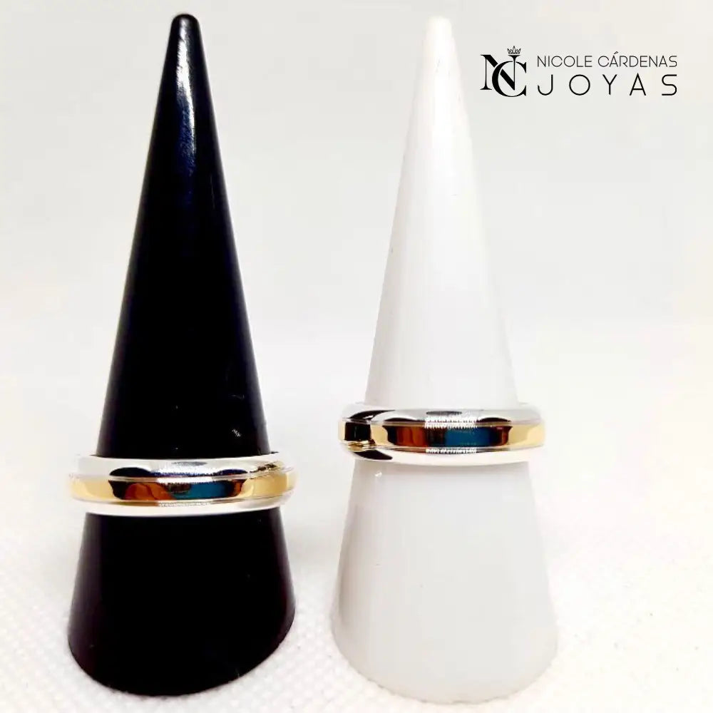 ARGOLLAS PLATA 980 Y ORO 18K ESTILO INGLÉS - 5,5 MM Ancho