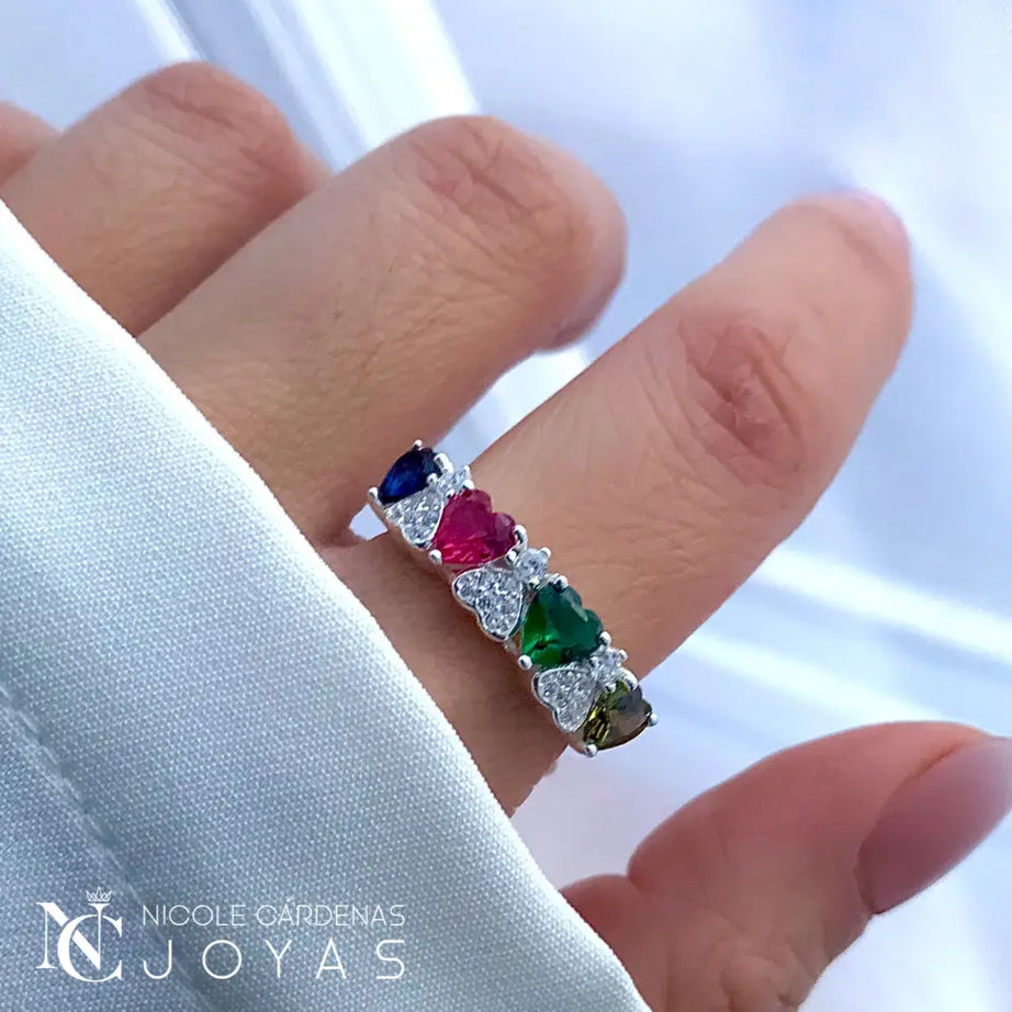 ANILLO CINTILLO DE CORAZÓN MULTICOLOR