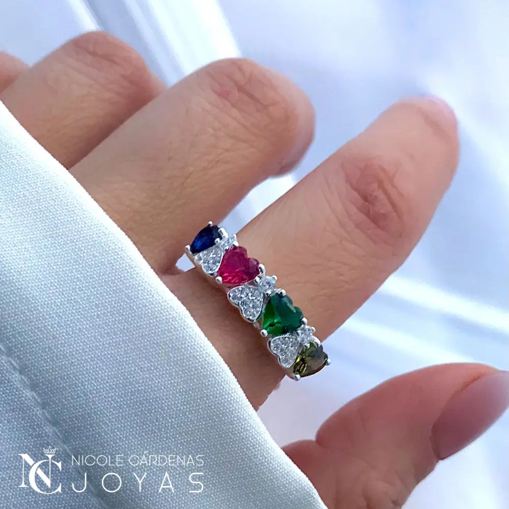 ANILLO CINTILLO DE CORAZÓN MULTICOLOR