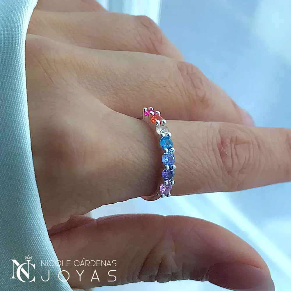 ANILLO CINTILLO CON CIRCONES MULTICOLOR