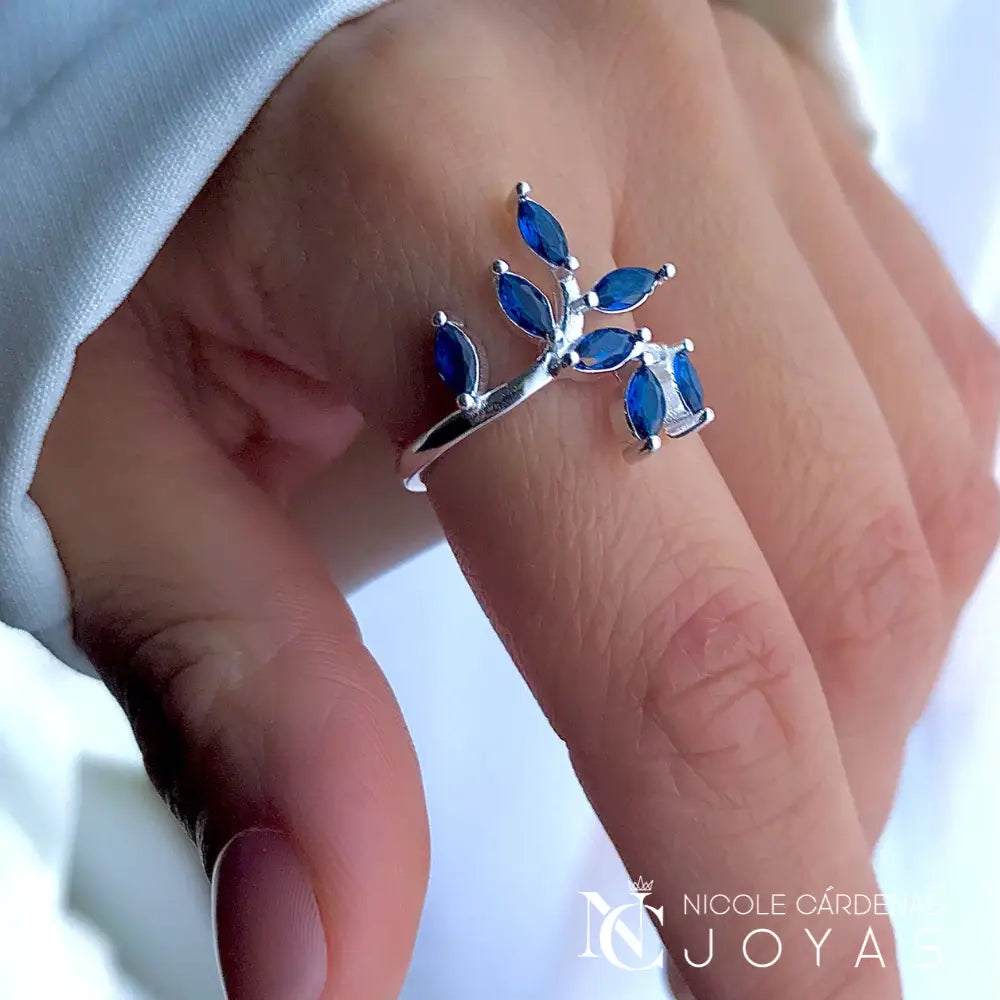 ANILLO ESPIGA CON CIRCONES ZAFIRO