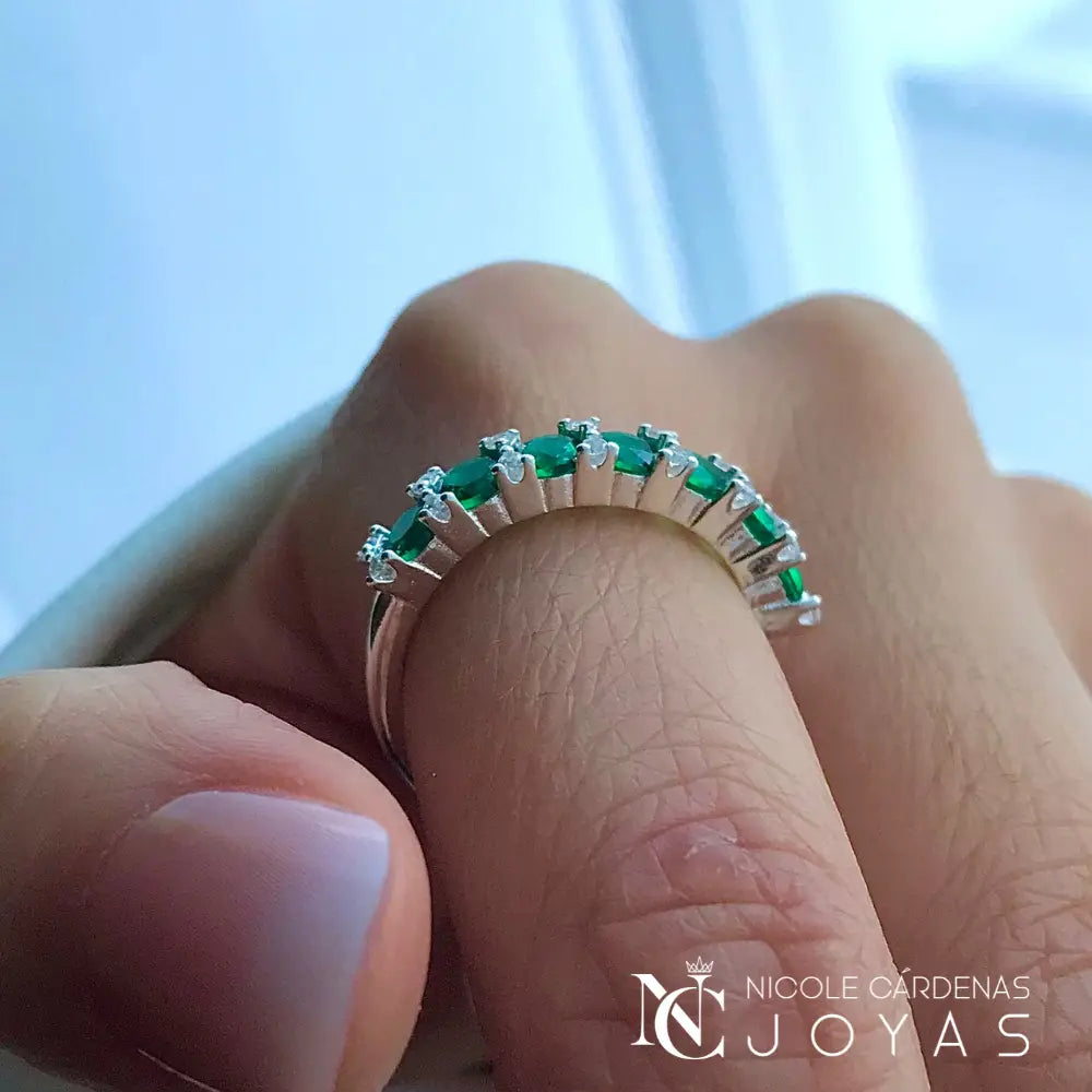 ANILLO CINTILLO CIRCONES ESMERALDA