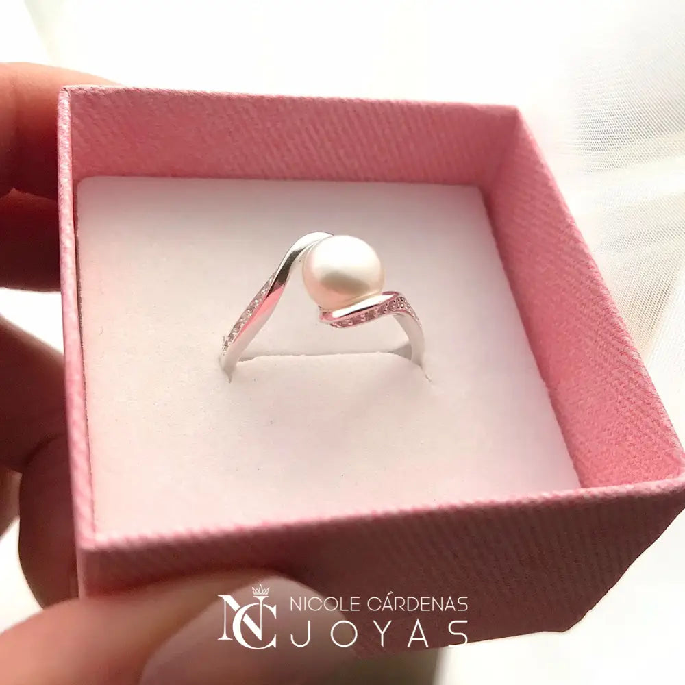 ANILLO DE PERLA CON MICROCIRCONES