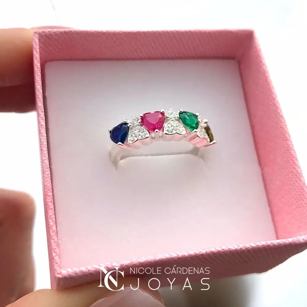 ANILLO CINTILLO DE CORAZÓN MULTICOLOR