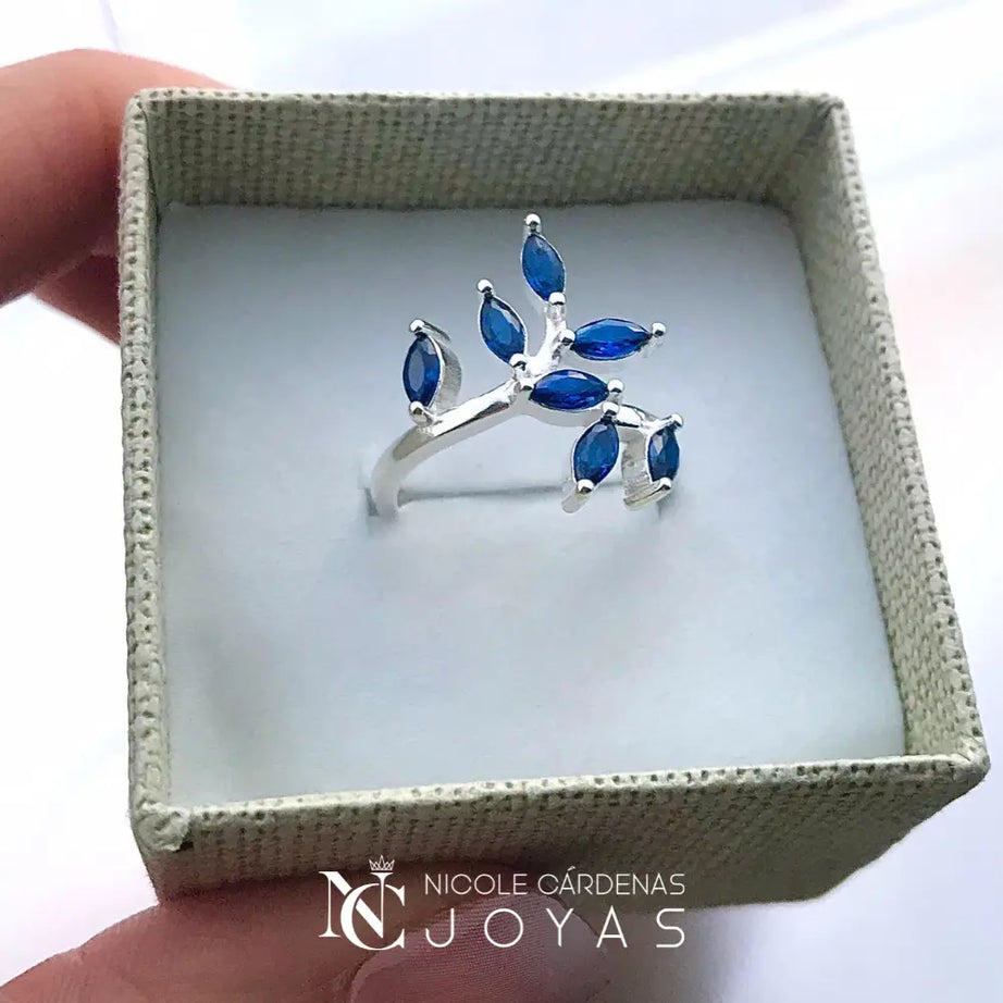 ANILLO ESPIGA CON CIRCONES ZAFIRO
