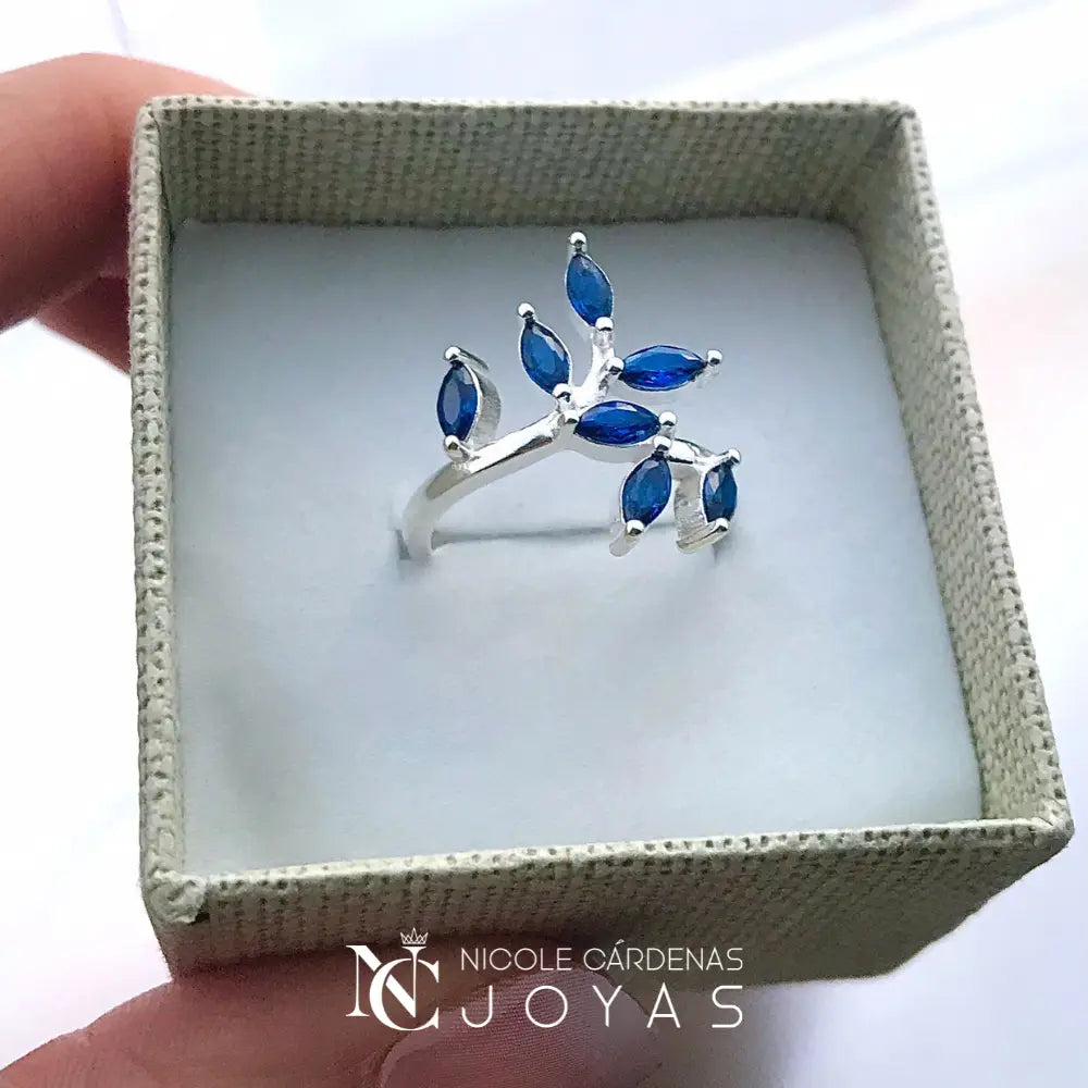 ANILLO ESPIGA CON CIRCONES ZAFIRO