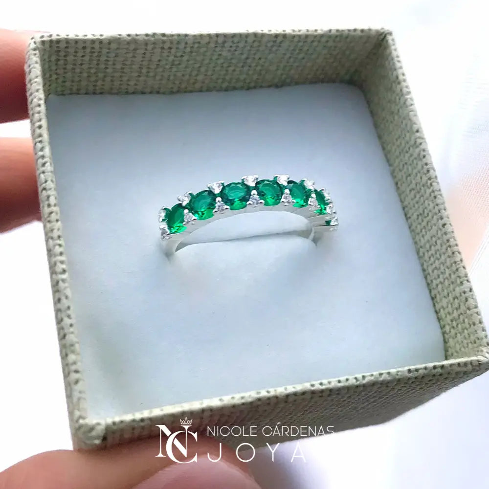 ANILLO CINTILLO CIRCONES ESMERALDA
