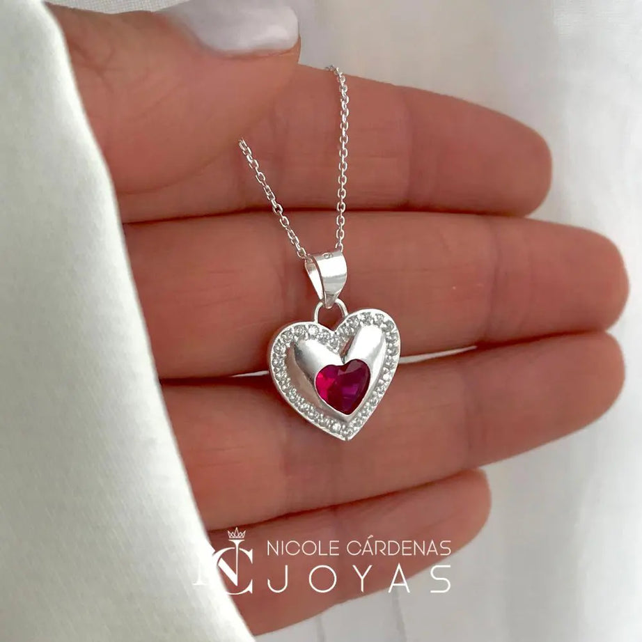 COLLAR CORAZÓN CON CIRCÓN RUBÍ