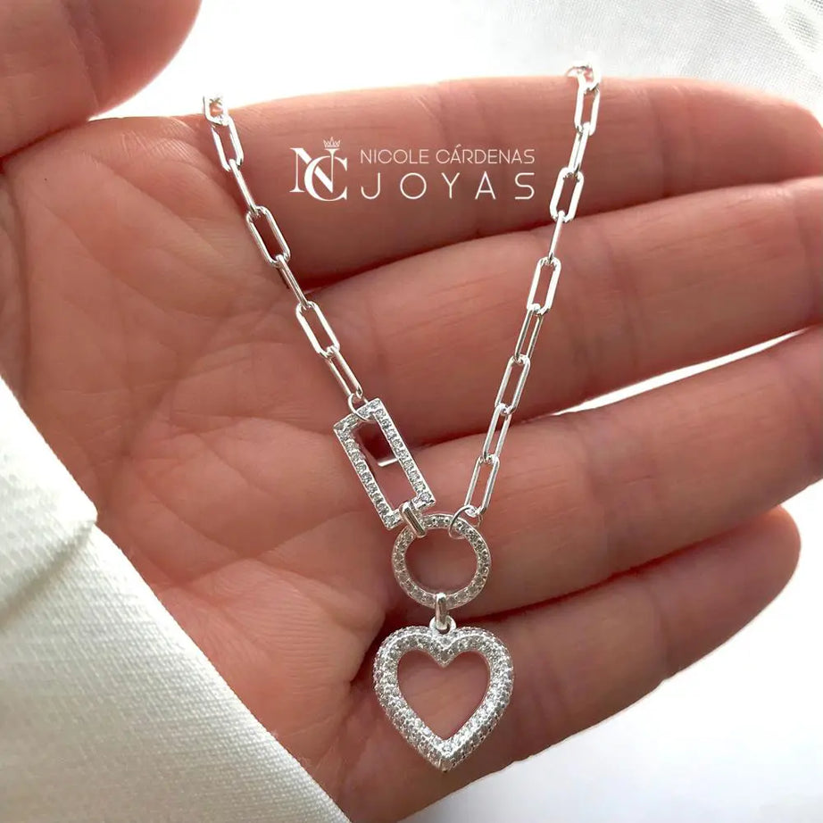 COLLAR CORAZÓN CON CADENAS ESLABONES
