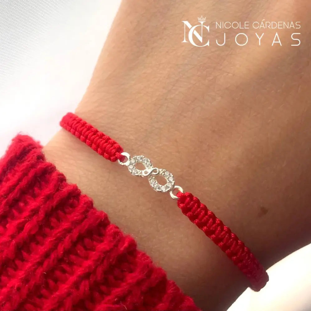 PULSERA HILO ROJO INFINITO CON CIRCONES