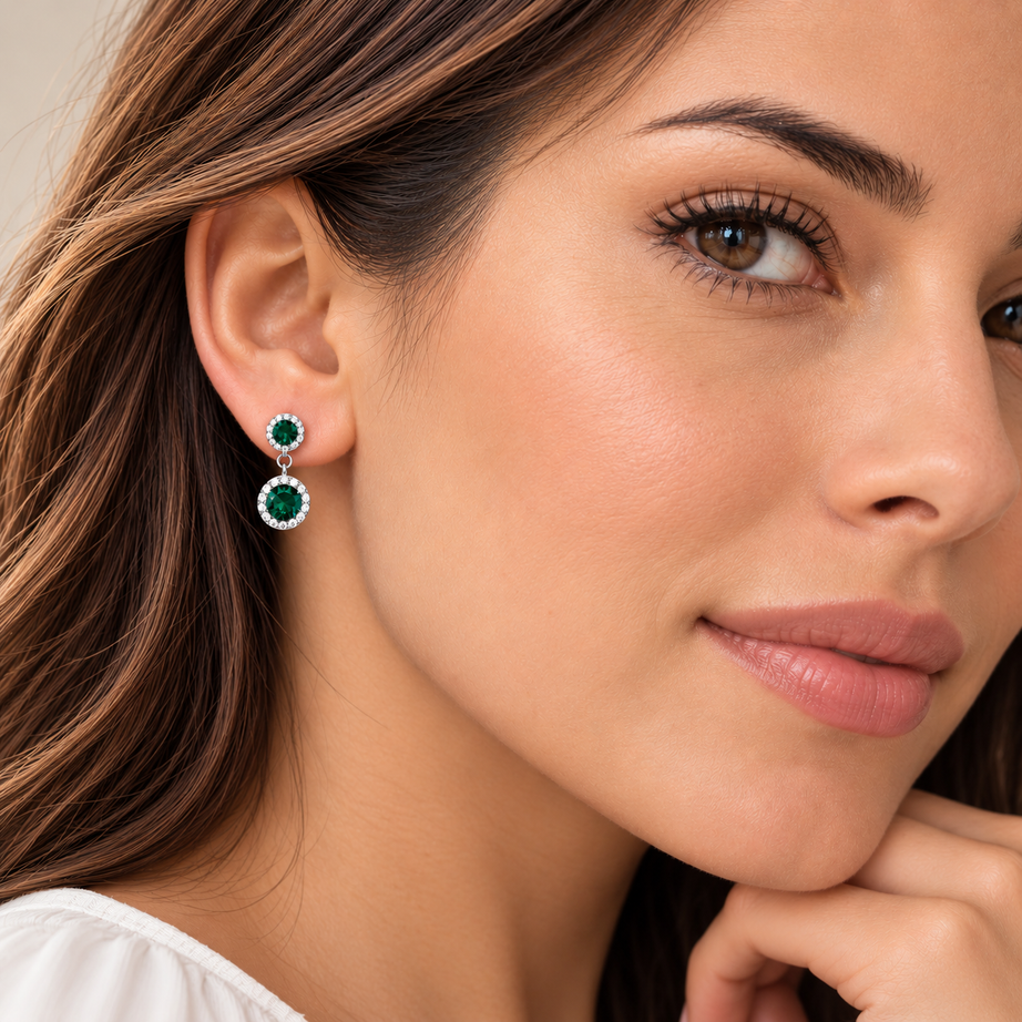 AROS CRISTAL VERDE HECHO CON SWAROVSKI STRASS