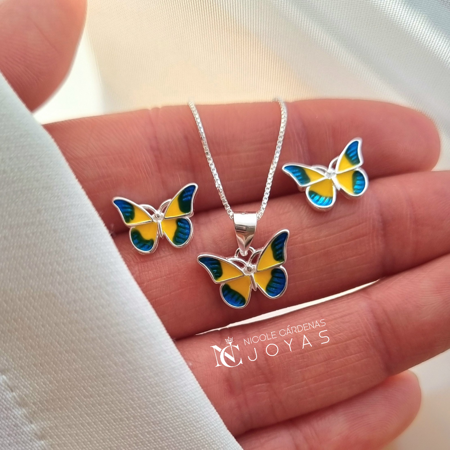 CONJUNTO MARIPOSA ESMALTADA