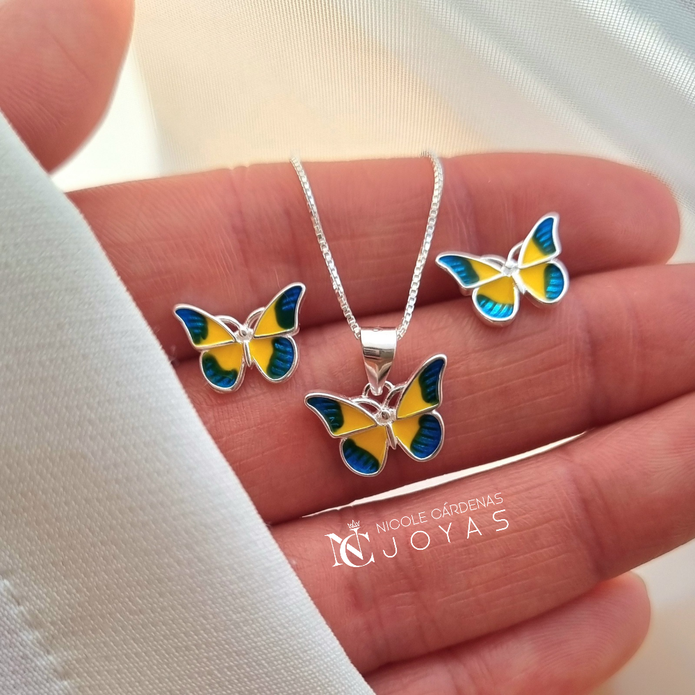 CONJUNTO MARIPOSA ESMALTADA