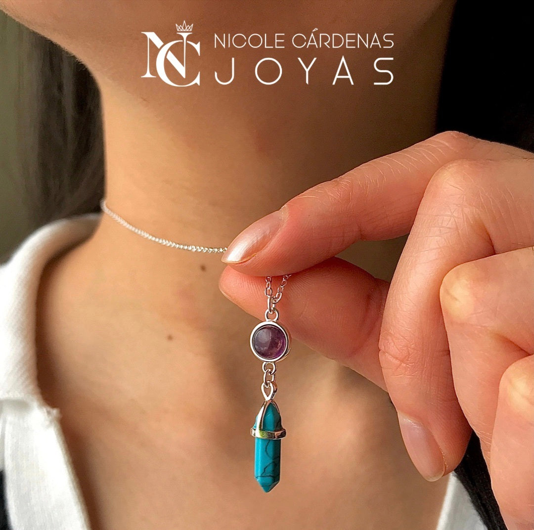 COLLAR CUARZO TURQUEZA Y AMATISTA