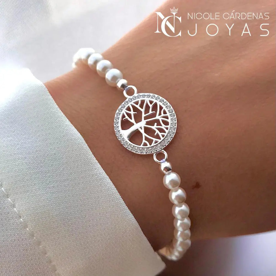 PULSERA PERLAS Y ÁRBOL DE LA VIDA