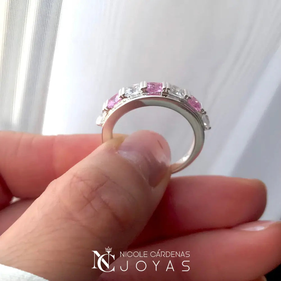 ANILLO CINTILLO CIRCONES ROSA FRANCIA