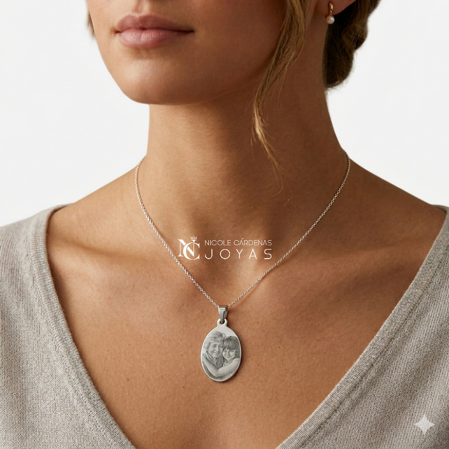 Fotograbado en placa ovalada mediana