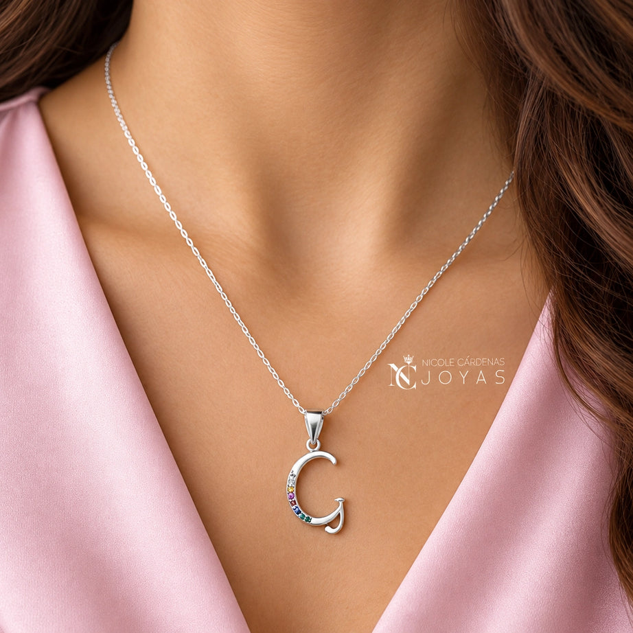COLLAR LETRAS CIRCONES MULTICOLOR