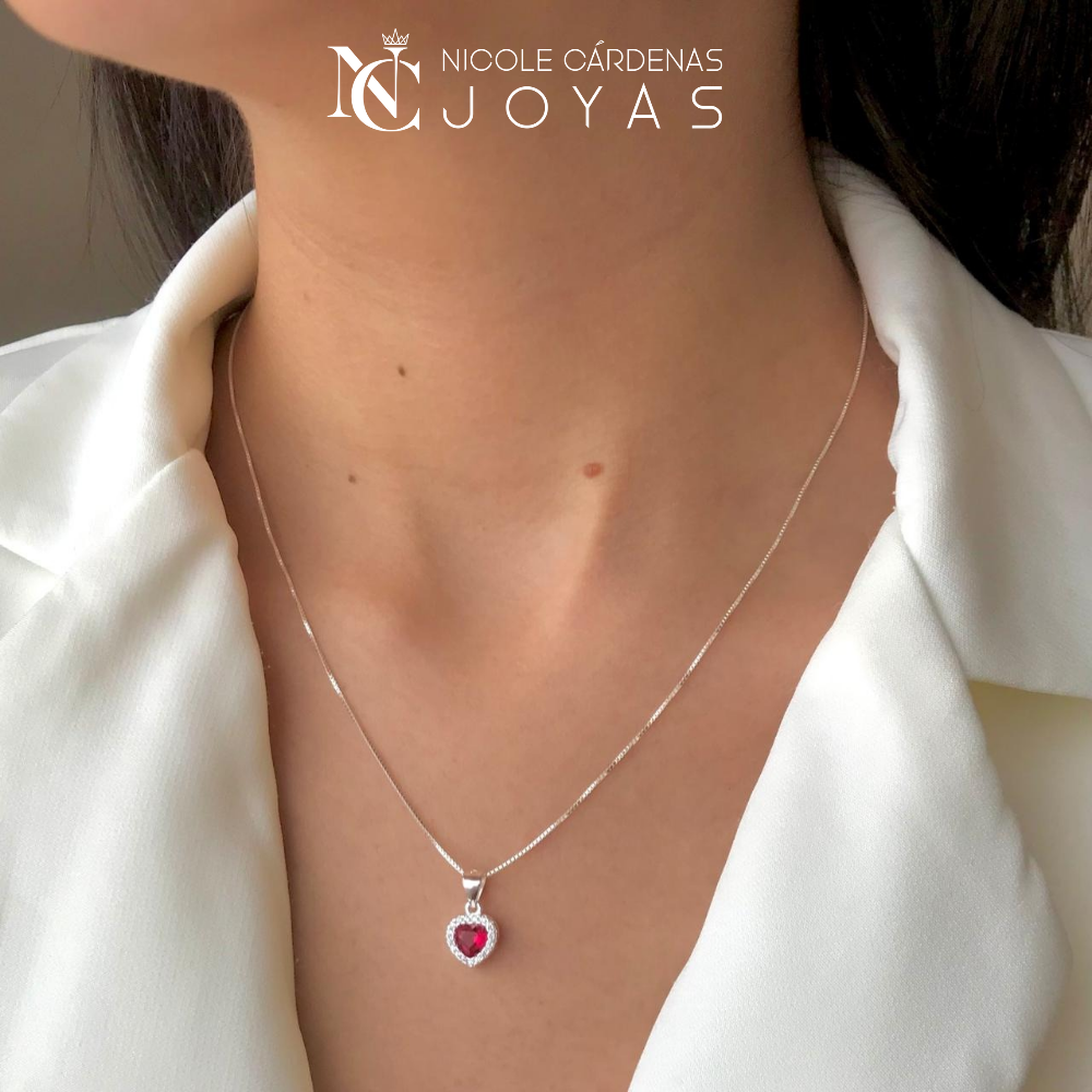 CONJUNTO CORAZÓN RUBÍ Y MICROCIRCONES