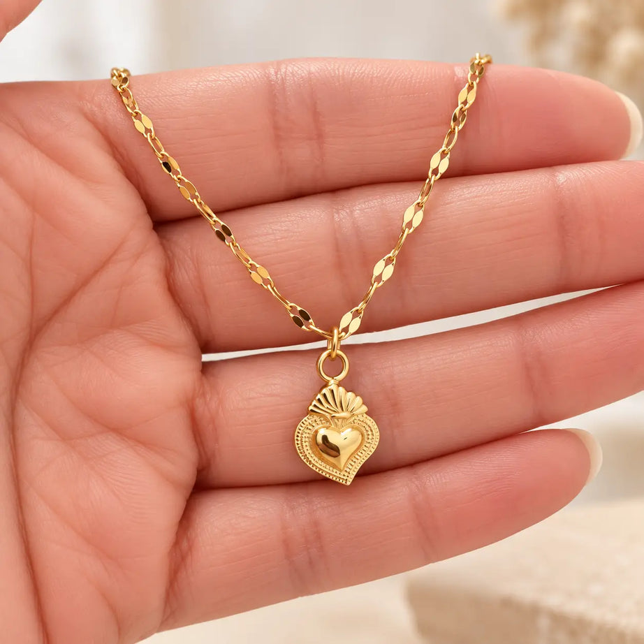 COLLAR CORAZÓN ALMA DORADA 43 CM