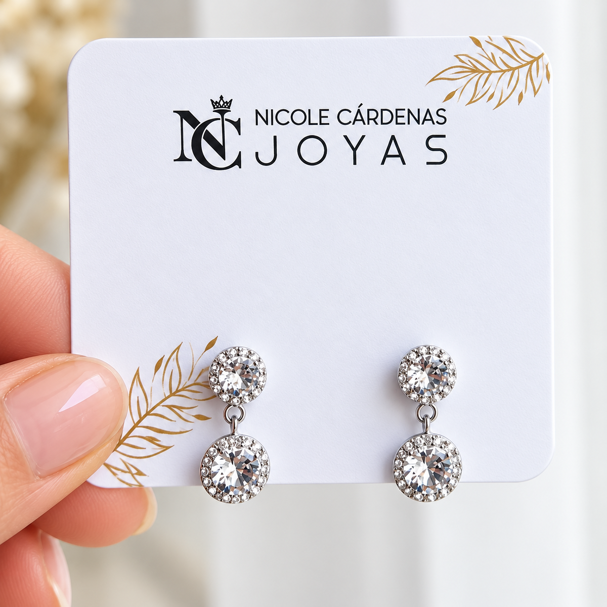 AROS CRISTAL BLANCO HECHO CON SWAROVSKI STRASS