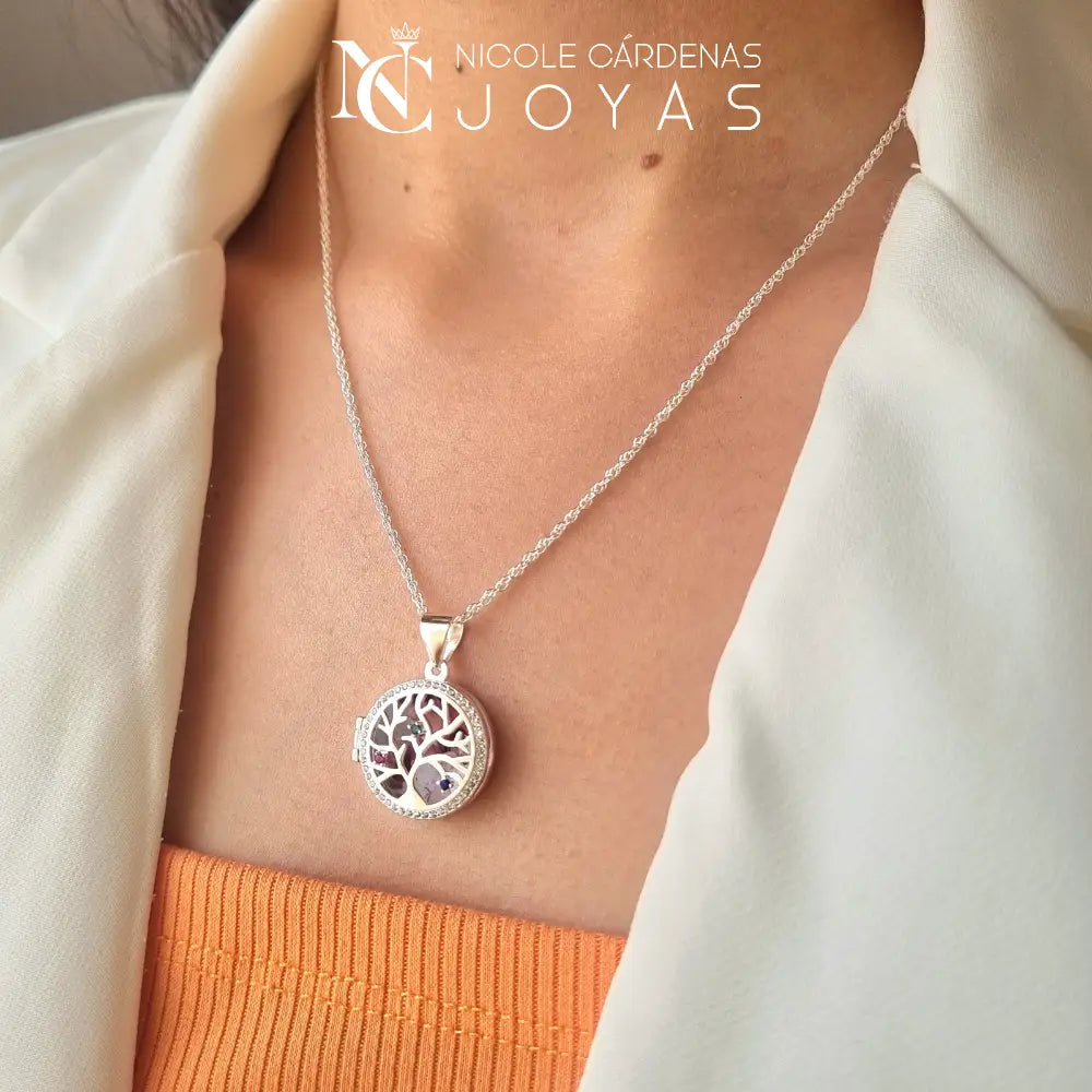 RELICARIO CIRCULAR ÁRBOL DE LA VIDA CON CIRCONES