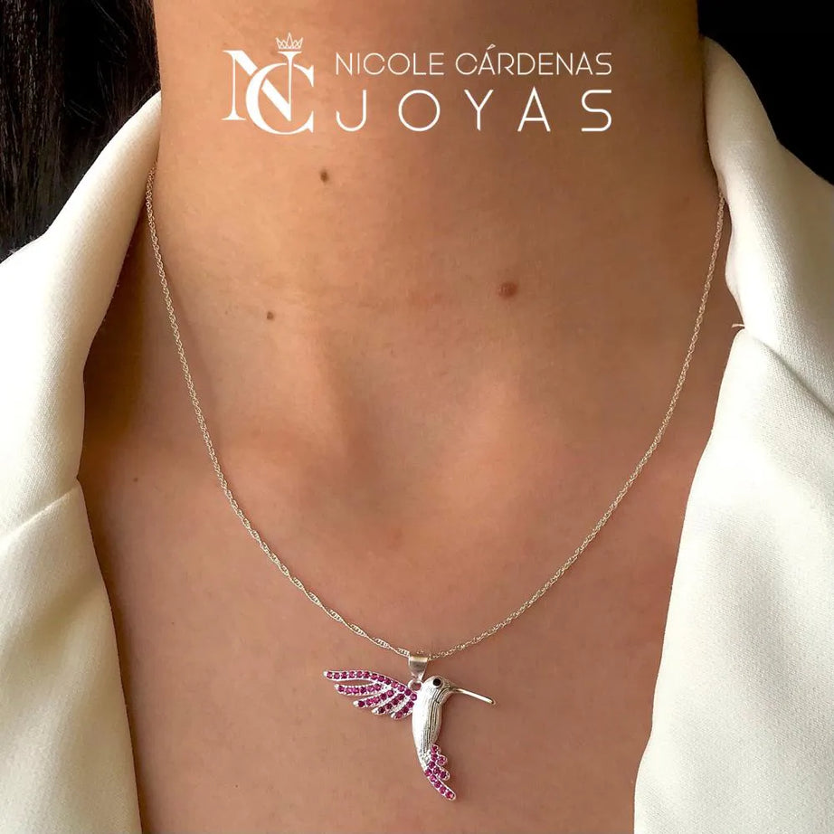 COLLAR COLIBRÍ CIRCONES RUBÍ