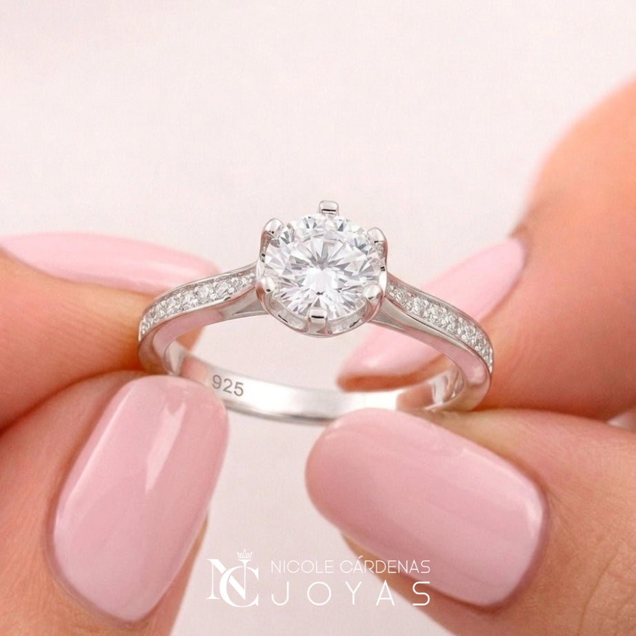 ANILLO CIRCON SOLITARIO 6 MM