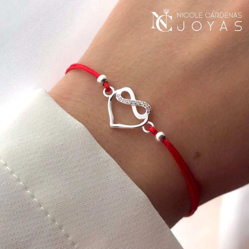 PULSERA HILO ROJO CORAZÓN E INFINITO
