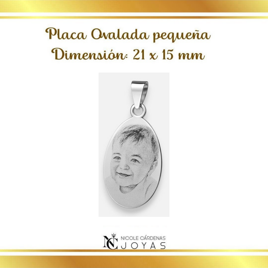Fotograbado en placa ovalada pequeña